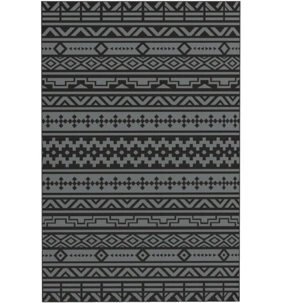 English Elm Geometric Reversible Outdoor Rug Uv Resistant Polypropylene Flatweave with Carry Bag T3971P421262