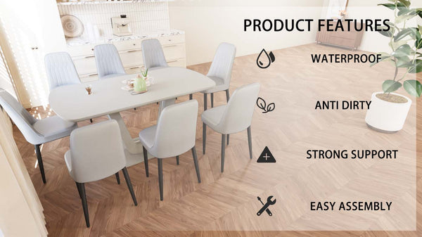 English Elm 62.99-78.74" Expandable Dining Table Set For 2-8 With 8 Padded Chairs - Modern, Stylish & Versatile W2189S00724