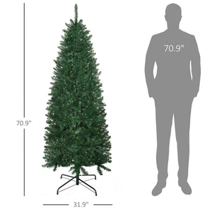 English Elm Homcom 6' Slim Fir Christmas Tree - Realistic Branches, Space-Saving Design, Easy Setup & Storage W2225P249625