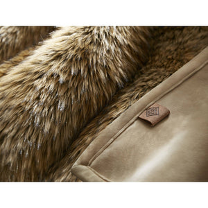 English Elm 1-piece Oversized Faux Fur Throw Bobcat Print Plush Velvet Backed Cozy Sofa Blanket Brown B035P408338