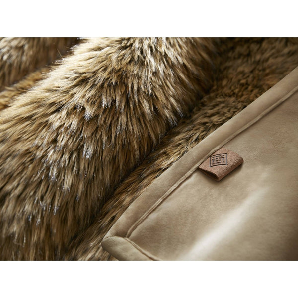 English Elm 1-piece Oversized Faux Fur Throw Bobcat Print Plush Velvet Backed Cozy Sofa Blanket Brown B035P408338