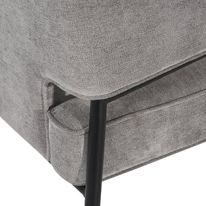 Sunpan Derome Contemporary Dining Armchair - Stylish Faux Leather, Sculpted Design with Black Steel Legs Polo Club Stone