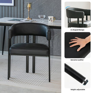English Elm Modern Barrel Dining Chairs Set of 2 Faux Leather Wraparound Seat Metal Frame Black W3394P444217