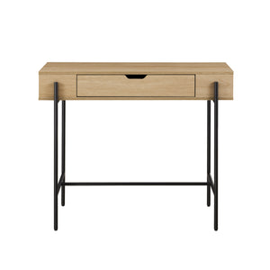 English Elm Walker Edison - Modern Minimalist Metal And Wood 1-Drawer Entry Table – Coastal Oak