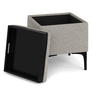 English Elm Natasha Versatile Gray Storage Ottoman With Flip-Top Tray - Stylish Mid-Century Modern Design! B136P252710