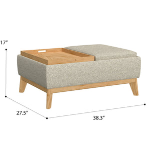 English Elm Wallace & Bay - Tan Reversible Tray Ottoman - Mid-Century Modern Tan Engineered Wood, Dual-Sided Tray Top, Low Profile Lounge 38x28x14 B2709P212478