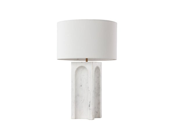 Sunpan Rohe Table Lamp - Elegant Marble Base, Modern Design, Perfect for Living Room or Bedroom Decor White