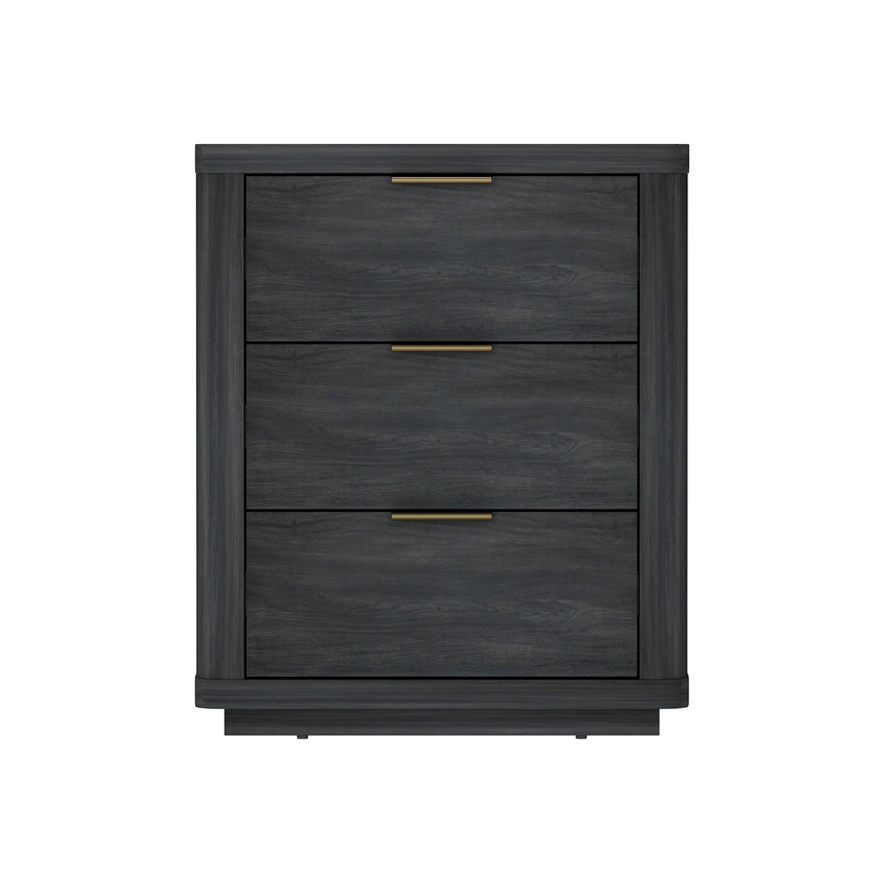English Elm Evelyn 20" Nightstand In Charcoal Gray - Modern 3-Drawer Design For Stylish Bedroom Storage & Decor B365P398525