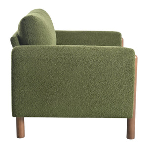 English Elm Christopher Knight Home® - Oversized Teddy Velvet Accent Chair with Curved Armrests, Tufted Mid-Century Design and Walnut Legs Green N765P189679N