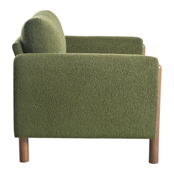 English Elm Christopher Knight Home® - Oversized Teddy Velvet Accent Chair with Curved Armrests, Tufted Mid-Century Design and Walnut Legs Green N765P189679N