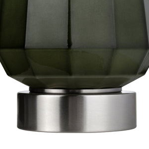 Crestview Collection Transitional Table Lamp - Elegant Deep Green Faceted Glass With Brushed Nickel Accents & Twin Pulls   Cvazbs111