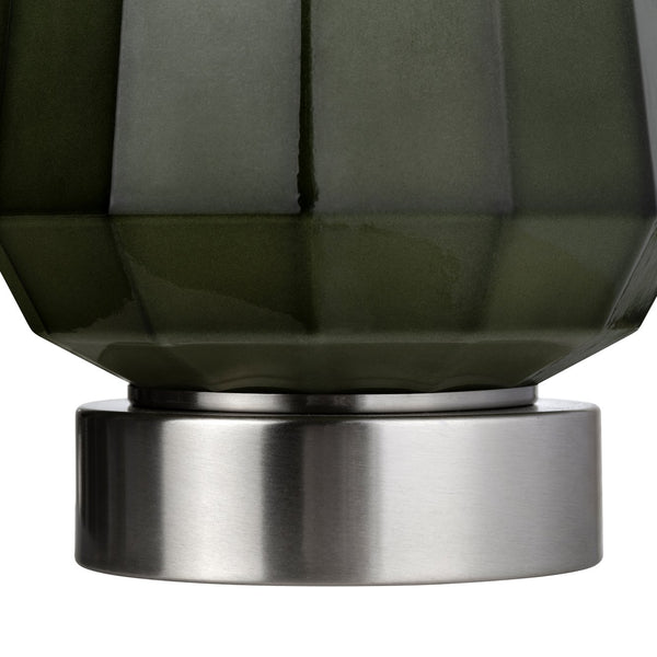 Crestview Collection Transitional Table Lamp - Elegant Deep Green Faceted Glass With Brushed Nickel Accents & Twin Pulls   Cvazbs111
