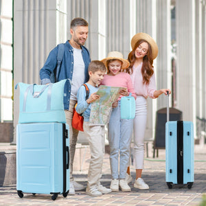 English Elm 2 Piece Abs Hard Shell Spinner Luggage Set with Tsa Lock Expandable Travel Suitcases Light Blue N732P198744N