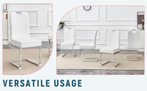 English Elm Set Of 4 White Ergonomic Dining Chairs With Thick Cushion, Built-In Springs For Ultimate Comfort W3226P279079-GIGA