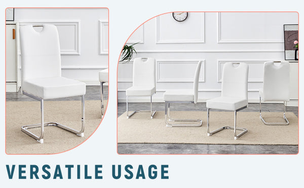 English Elm Set Of 4 White Ergonomic Dining Chairs With Thick Cushion, Built-In Springs For Ultimate Comfort W3226P279079-GIGA