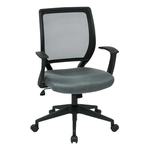 OSP Home Furnishings Screen Back Ergonomic Task Chair with Mesh Seat Lumbar Support and T Arms for Office Grey EM51022N-2M