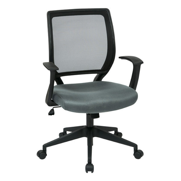 OSP Home Furnishings Screen Back Ergonomic Task Chair with Mesh Seat Lumbar Support and T Arms for Office Grey EM51022N-2M