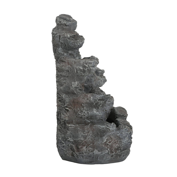 English Elm Christopher Knight Home® - 5-Tiered Concrete Fountain Slim Column with LED Lighting, Weather-Resistant Modern Garden Accent, Space-Saving 디자인 N765P324556G