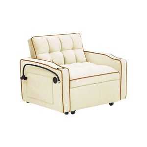 English Elm Sofa Convertible Sleeper Chair with Adjustable Back and Serpentine Spring Support W2564P462078