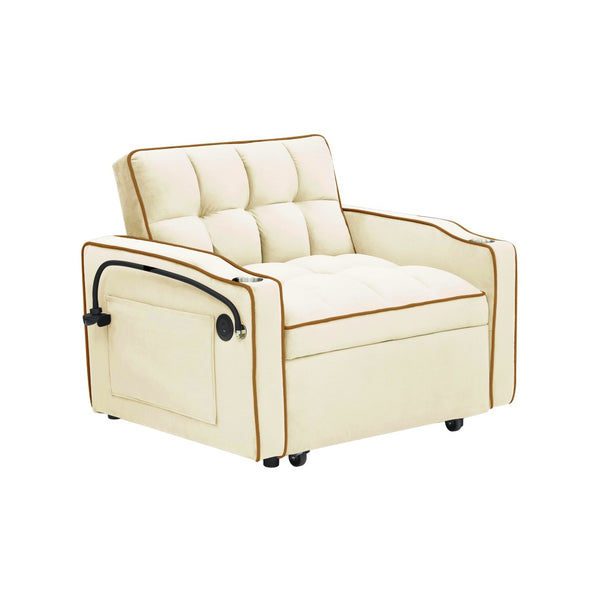 English Elm Sofa Convertible Sleeper Chair with Adjustable Back and Serpentine Spring Support W2564P462078