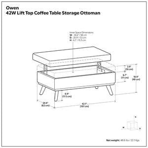English Elm Owen Lift Top Storage Ottoman Vegan Leather Mid Century Modern Living Room B136P439028
