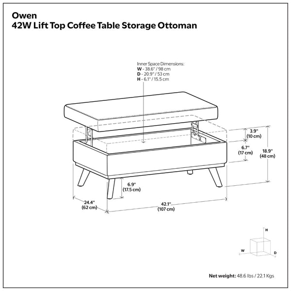 English Elm Owen Lift Top Storage Ottoman Vegan Leather Mid Century Modern Living Room B136P439028