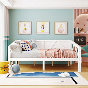English Elm Twin Daybed Frame Solid Pine Sofa Bed for Guest Room Studio or Teen Bedroom White N708P266726K
