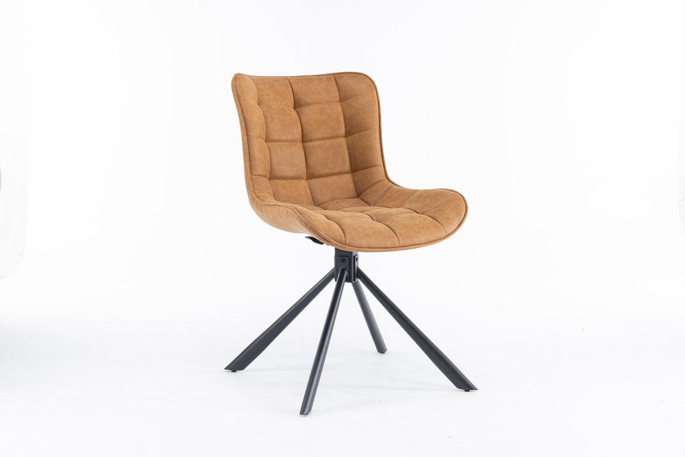 English Elm Mid-Century Modern Swivel Accent Chair Set Of 2 - Stylish, Durable Faux Leather Dining Chairs, Brown T3903P405996