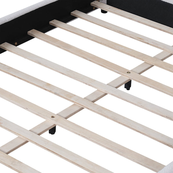 English Elm Christopher Knight Home® - Queen Size Bed Frame With Plush Boucle Upholstered Headboard - Modern Design For Cozy Bedrooms N757Q329194W