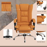 English Elm Vinsetto Executive Massage Office Chair With 4 Vibration and Heat, 3 Modes, Pu Leather Swivel Chair With Adjustable Height, Reclining Back, and Footrest, Light Brown