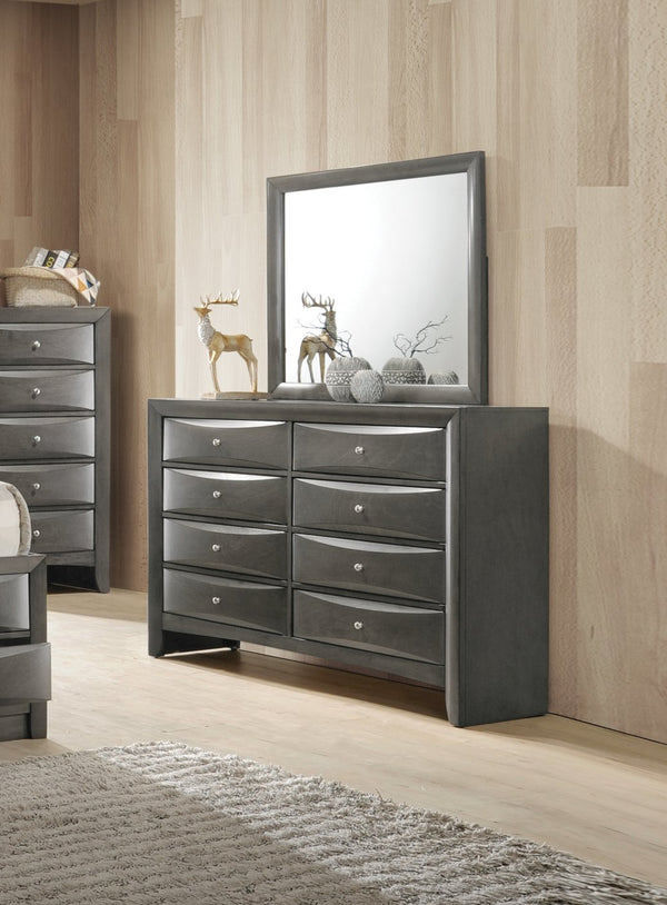 English Elm Ireland Eight-Drawer Dresser with Okume Veneer Top, Brushed Nickel Knobs and Durable Wood Frame Gray 53 L x 35 W x 20 H B2726P257383