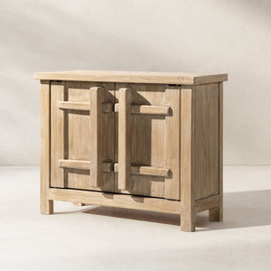 English Elm Rowan Reclaimed Pine Two Door Accent Cabinet with Carved Handles Rustic Storage B2719P474453