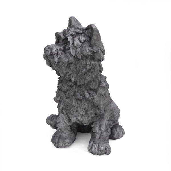 English Elm Christopher Knight Home® - CRICKET Terrier Cast Stone Garden Statue in Antique Gray Finish — Durable Outdoor Accent, 15"H 65285.00GRY