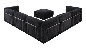English Elm 102 Inch Linen Modular Sectional Sofa with Hidden Storage and Cloud Cushion Comfort Black W1099S00195