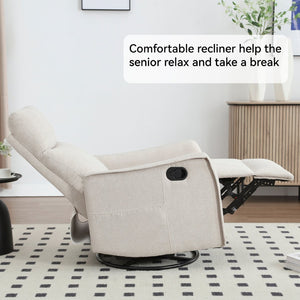 English Elm Heat Massage Rocker Recliner with Swivel Base and Vibrating Nodes for Living Room Beige W1803P251884