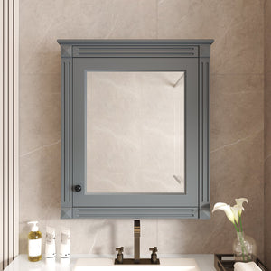 English Elm 24'' 24'' Wall Mounted Bathroom Mirror Cabinet with Adjustable Shelves, Space-Saving Modern Storage Solution Grey N710P195492E