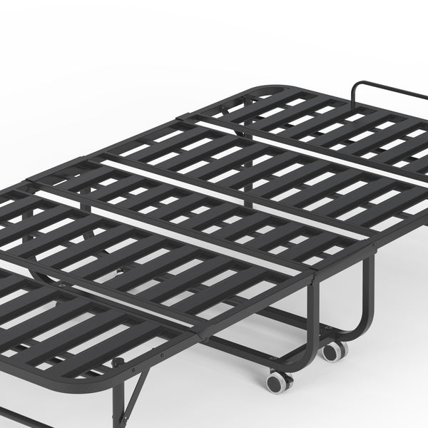 English Elm 75" Extra Long Folding Bed for Tall People with 5" Memory Foam, 450lb Steel Frame, Wheels, Portable Rollaway Comfort T2398P290413