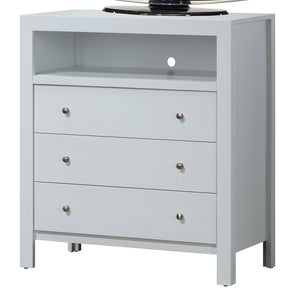 English Elm Elegant White Transitional Media Chest with Spacious Drawers, 36"H x 34"W x 17"D, No Assembly, Durable Finish B078108135