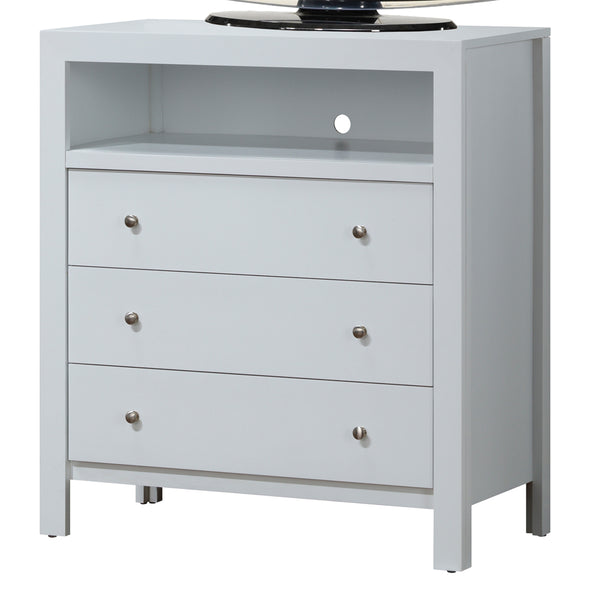 English Elm Elegant White Transitional Media Chest with Spacious Drawers, 36"H x 34"W x 17"D, No Assembly, Durable Finish B078108135