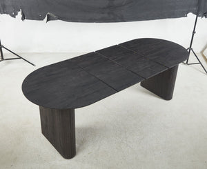 English Elm Extensible Pedestal Dining Table with MDF Top for 4-6, Stylish Durable Design, Easy Assembly, Comfortable Dining Experience Black W234S00107