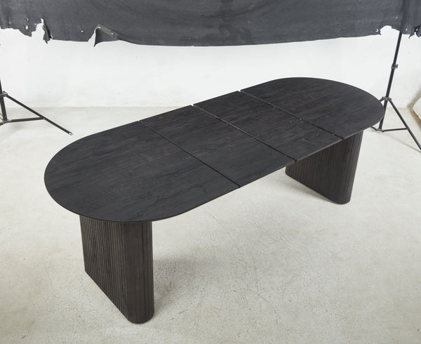 English Elm Extensible Pedestal Dining Table with MDF Top for 4-6, Stylish Durable Design, Easy Assembly, Comfortable Dining Experience Black W234S00107