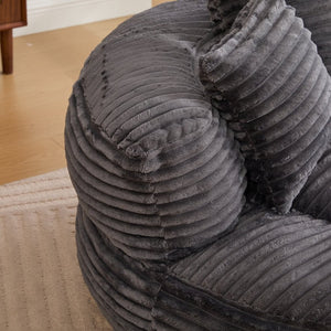 English Elm Bean Bag Sofa Oversized Corduroy Floor Lounge Chair with Armrests Pillows Foam Fill Dark Gray W395P426814