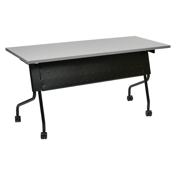 OSP Home Furnishings 5' Flip Top Nesting Training Table with Locking Casters for Classrooms and Offices Grey Black 84225BG