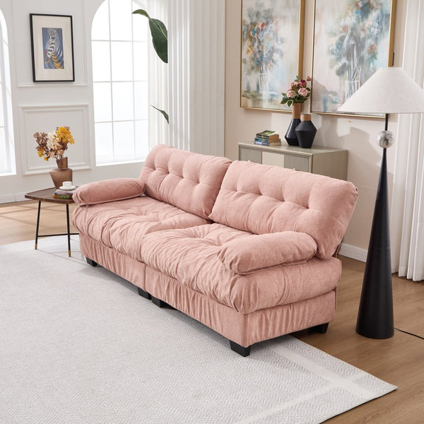 English Elm Cloud Modular Sectional Sofa Deep Seat Flannelette Upholstered Living Room Couch Pink W2120S00020