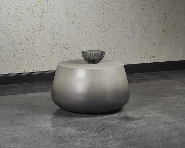 Sunpan Aries Concrete Coffee Table - Bold Drum Design for Modern Indoor and Outdoor Living Spaces Black Ombre