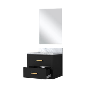 English Elm Black Single Bath Vanity 24" W x 18" D with Acrylic Top, Soft-Close Cabinet & 18" Frameless Mirror B2731S01421