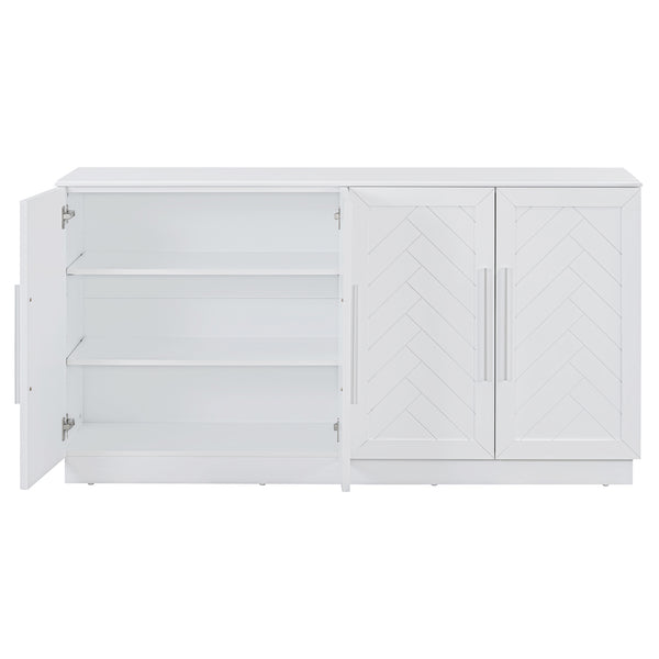 English Elm TREXM Elegant Sideboard Buffet Cabinet with Adjustable Shelves, Spacious Storage, Silver Handles, 60" White N715P192557K