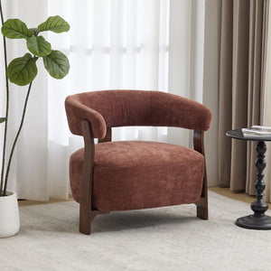 English Elm Christopher Knight Home® - accent Arm Chair with Bent Wood Legs and Plush Upholstery, Modern Minimalist Comfort & Stability Coral,Walnut 29 L x 27.75 W x 21 H N776P368458R