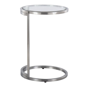 English Elm Round Zenn End Table – Stylish Stainless Steel Frame With Clear Glass Top For Modern Living Spaces B202P223396-GIGA