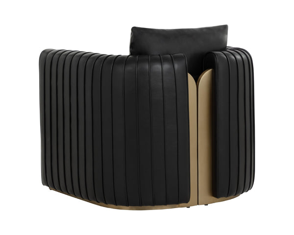 Sunpan ALIX Lounge Chair - Modern Glamour in Luxurious Cantina Black with Elegant Gold Trim & Comfort 111518